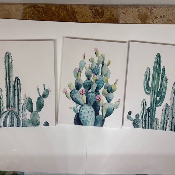 Cactus Canvas Wall Art - Set of 3 - Lightweight - Ready To Hang- NWOT - Picture 10 of 11
